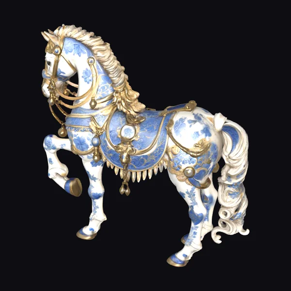 Ornate Blue Horse Figurine