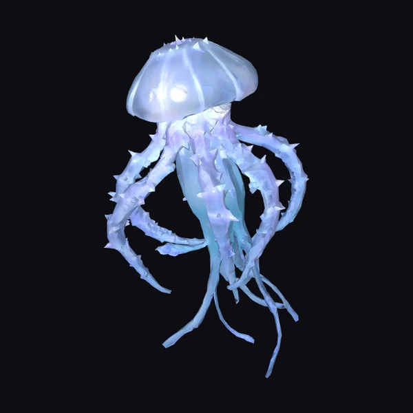 Glowing Blue Jellyfish Creature