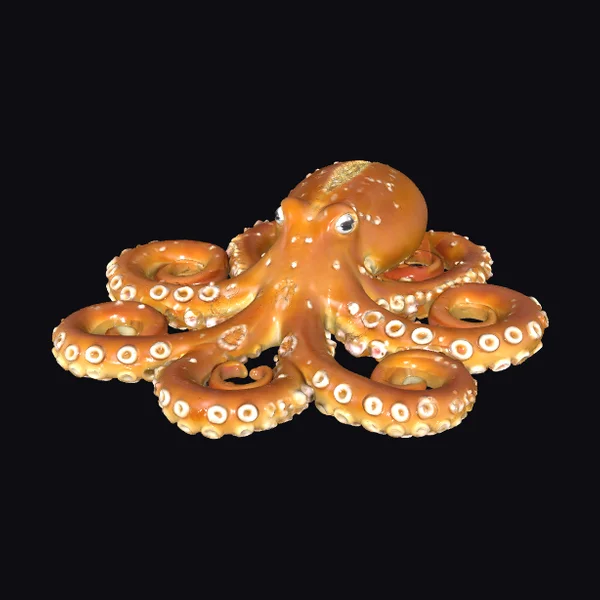 Orange Octopus Figurine
