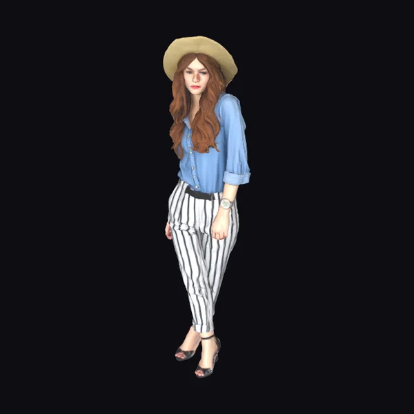 Woman in Striped Pants