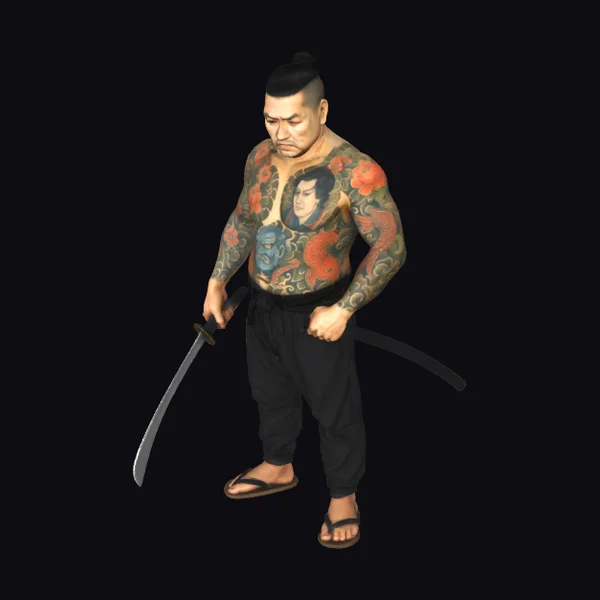 Tattooed Man with Katana