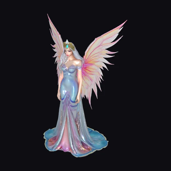 Iridescent Winged Female Figurine