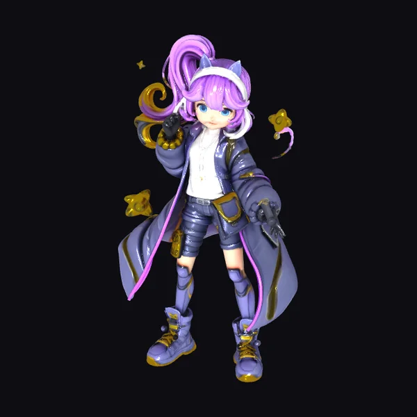 Purple-Haired Anime Girl Character