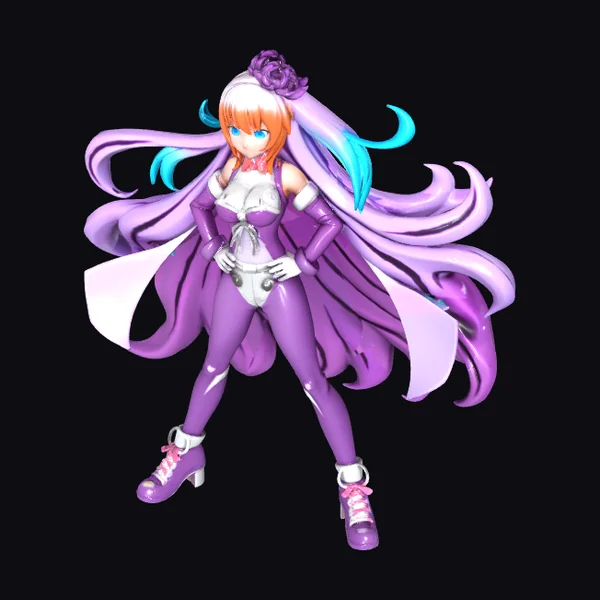 Anime Girl Purple Outfit