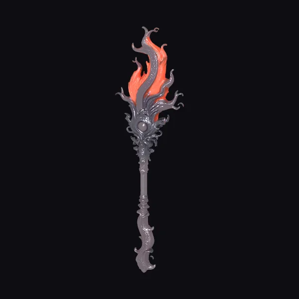Flaming Dark Staff