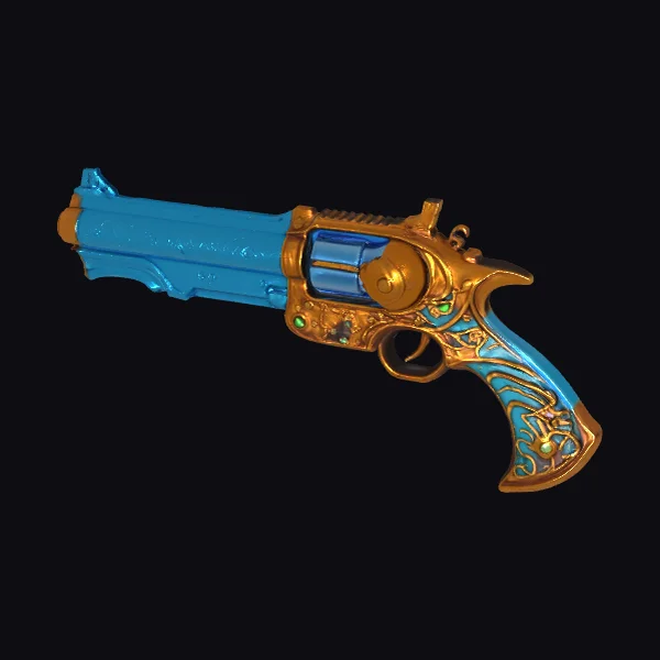 Ornate Blue Gold Revolver