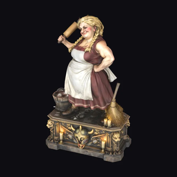 Blonde Woman with Meat Mallet