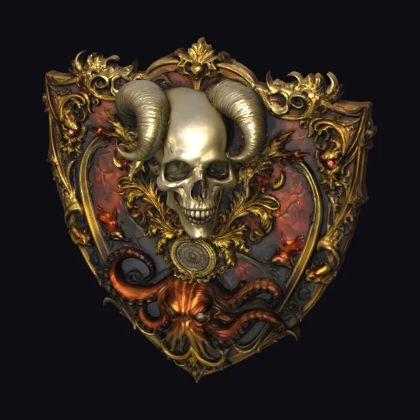 Golden Ram Skull Shield
