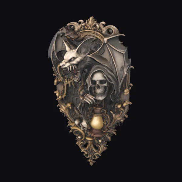 Gothic Bat Skeleton Plaque
