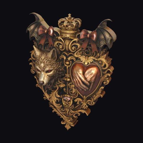 Ornate Golden Heart Shield
