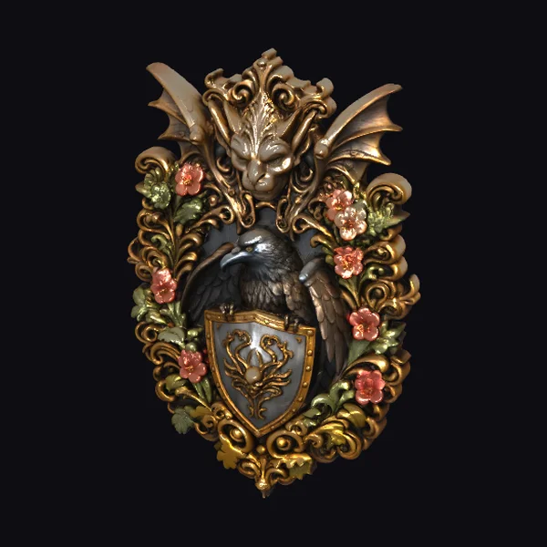 Gothic Emblem with Raven