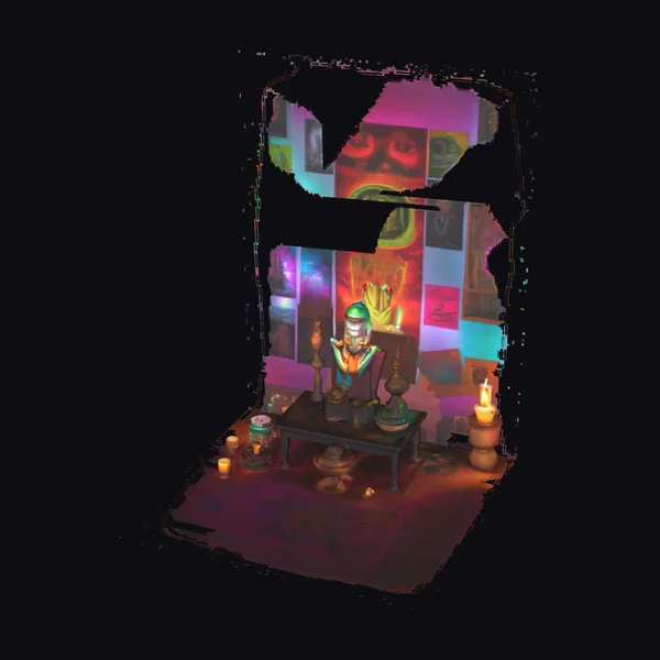 Neon Lit Room Interior