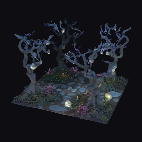 Glowing Aetherial Garden Scene