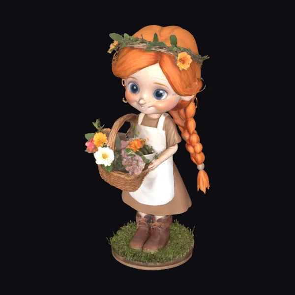 Little Girl with Flower Basket