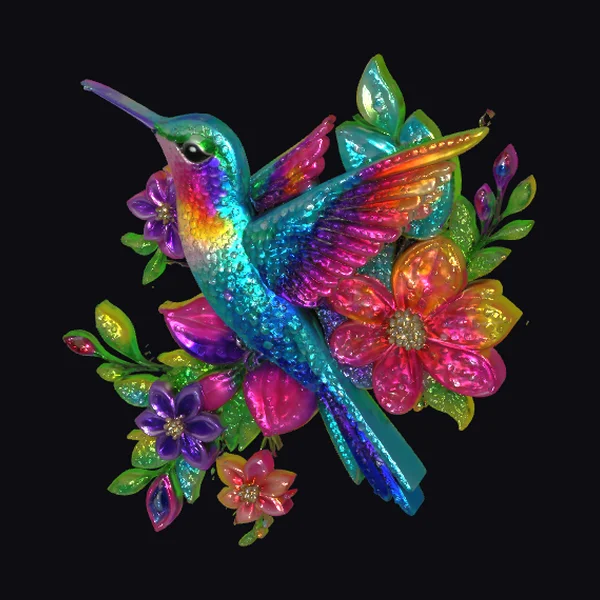 Rainbow Hummingbird Floral Sculpture