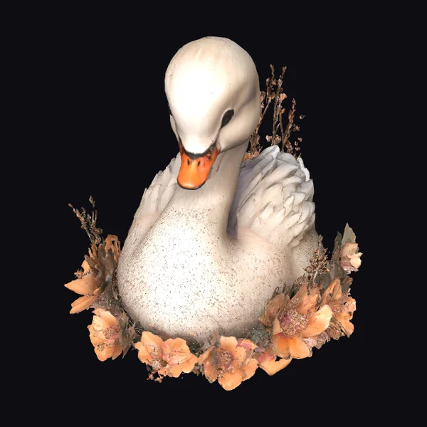 White Swan with Flowers