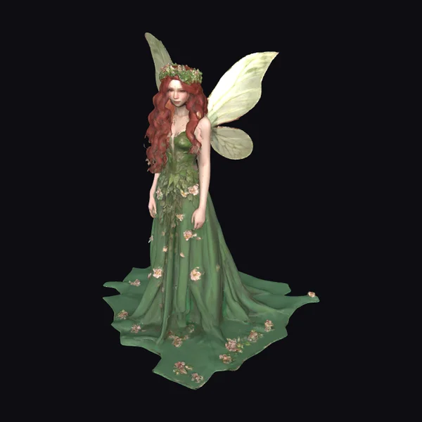 Green Fairy with Wings