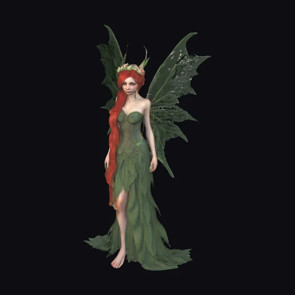 Green Fairy with Wings