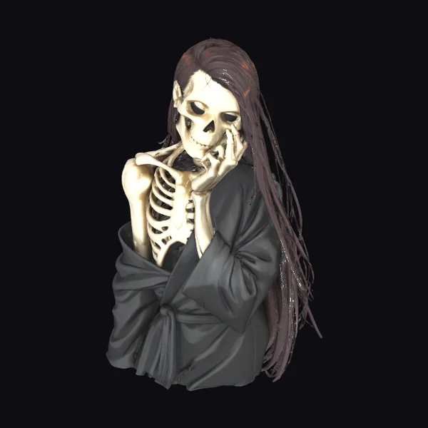 Skeleton Woman in Kimono