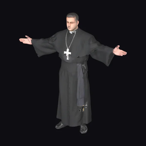 Somber Catholic Priest Standing