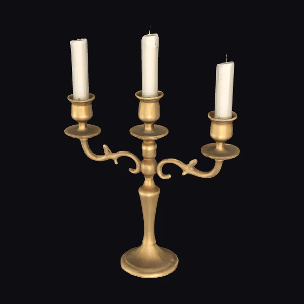 Golden Three Candle Candelabra
