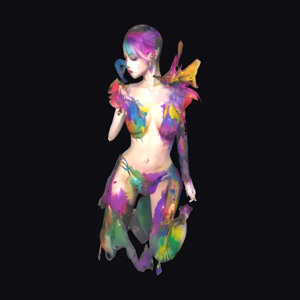 Rainbow Feathered Female Figure