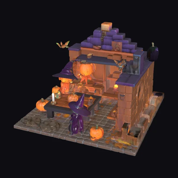 Voxel Witch's Workshop Scene