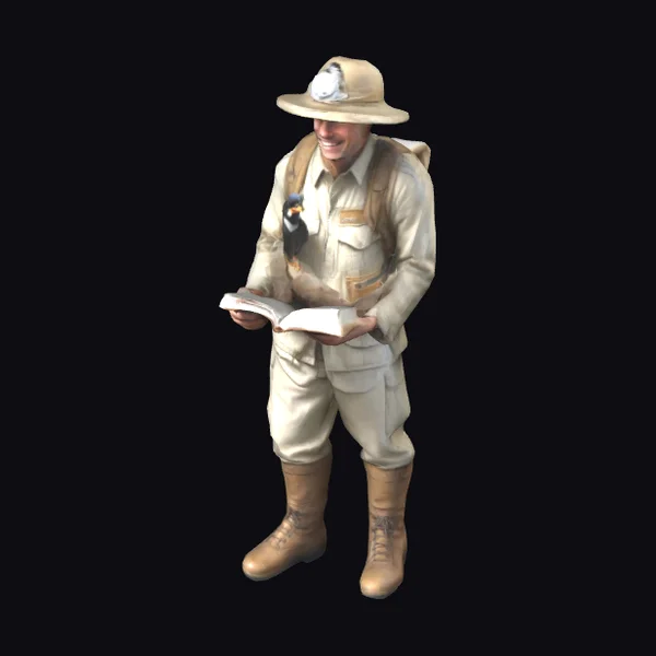 Birdwatcher in Khaki Clothing