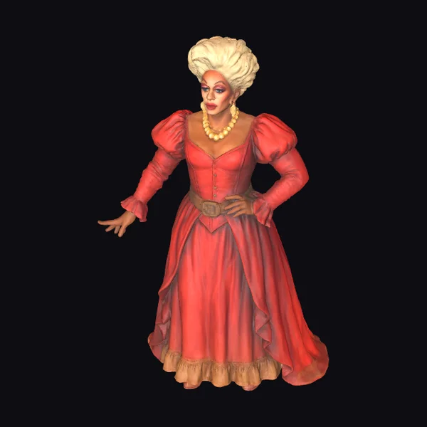 Blonde Woman in Red Dress