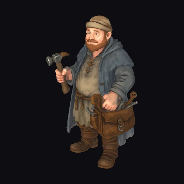 Medieval Craftsman with Tools