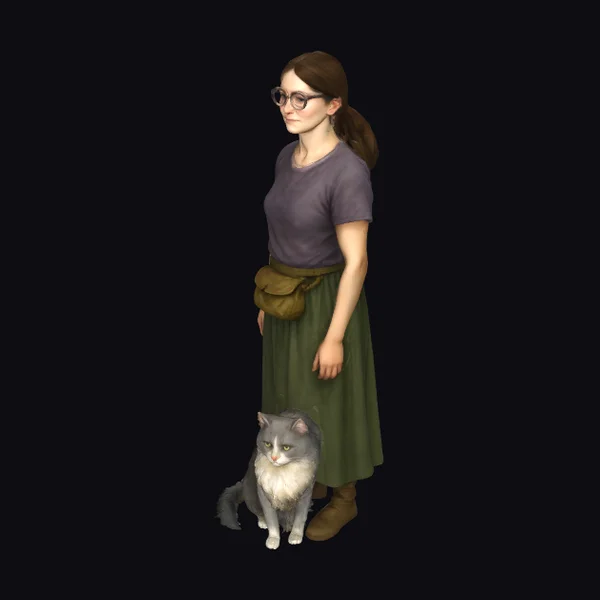 Girl with Gray Cat