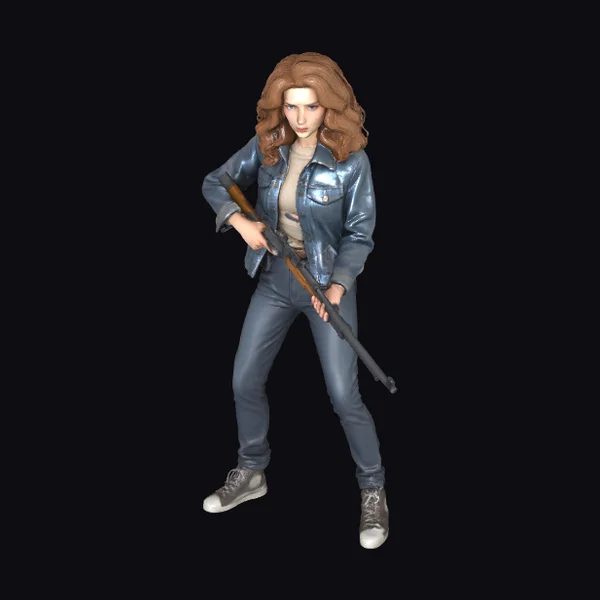 Female Hunter with Rifle