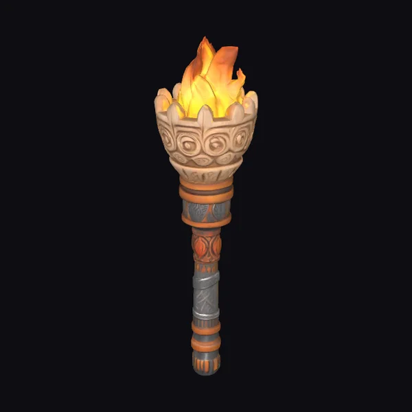 Ancient Torch with Flames