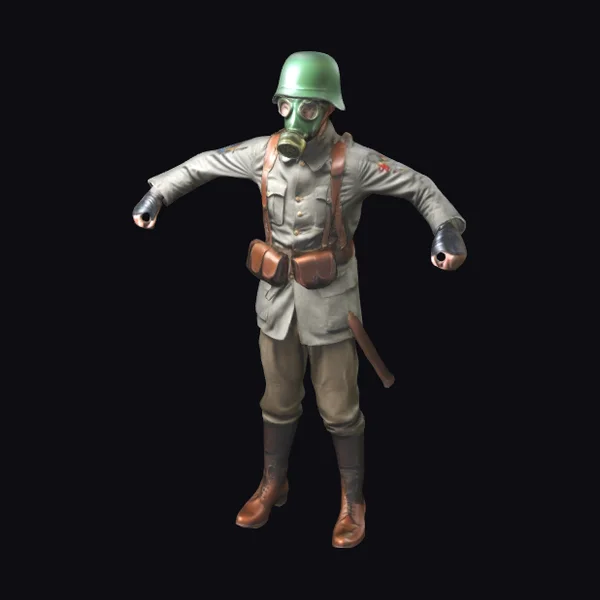 Soldier in Gas Mask