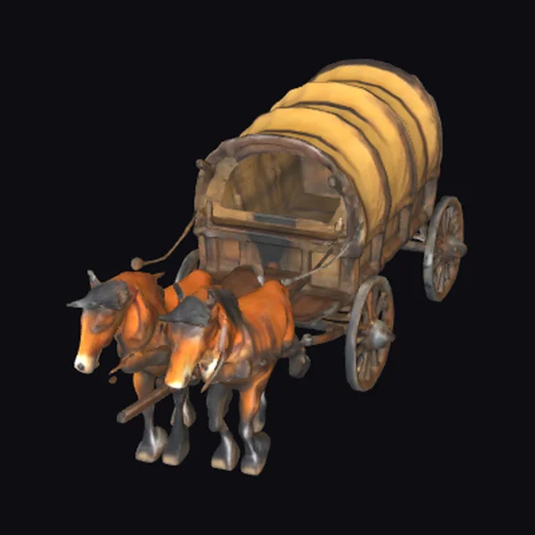 Medieval Covered Horse Wagon
