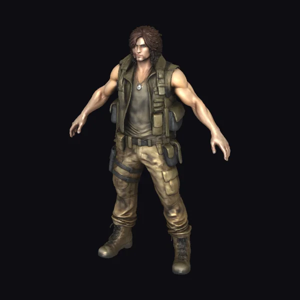 Muscular Male Warrior Stance