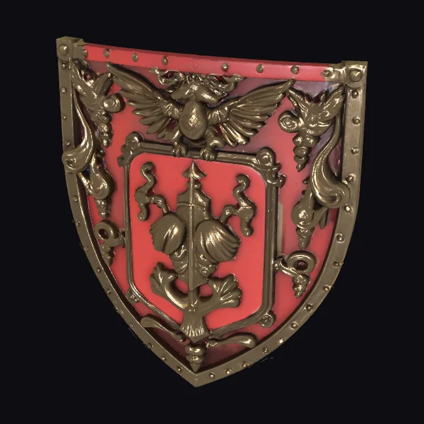 Ornate Red Shield Emblem