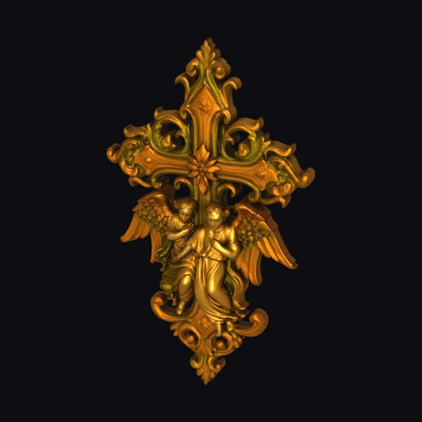 Golden Angelic Cross Ornament