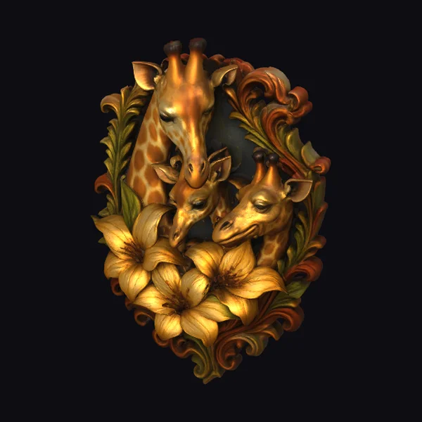 Three Giraffe Heads Ornate