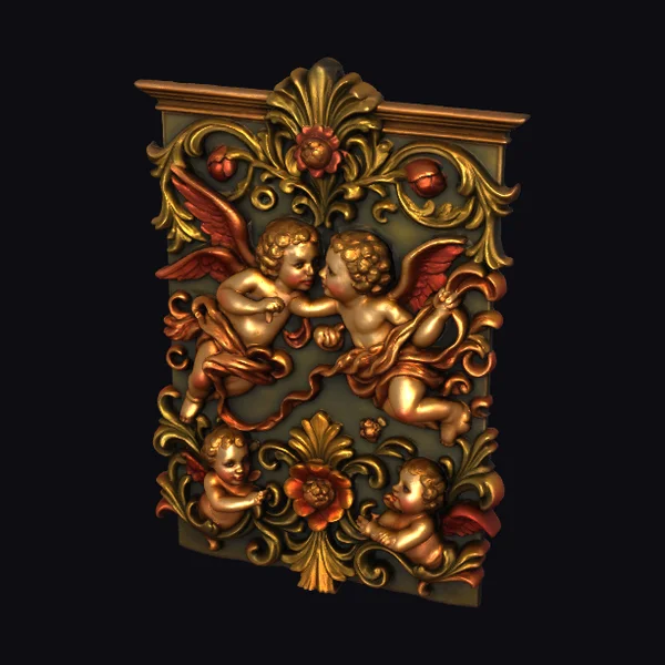 Golden Cherub Relief Panel