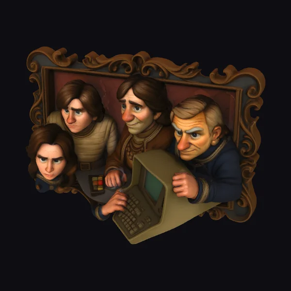 Four Men with Computer