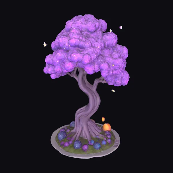 Galaxy Tree with Flowers