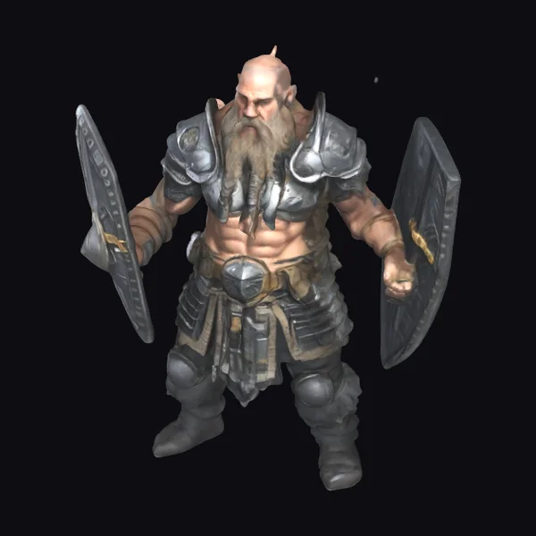 Bald Warrior with Shields
