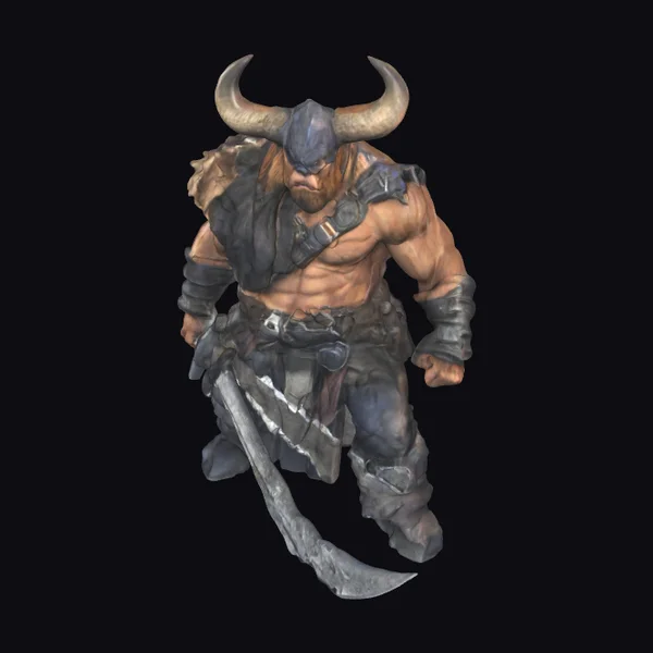 Muscular Warrior with Horned Helmet