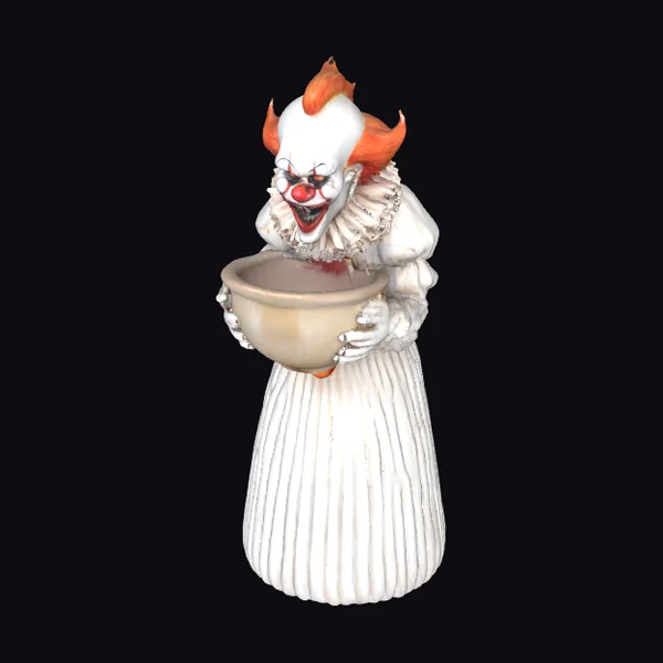 Creepy Clown Holding Bowl