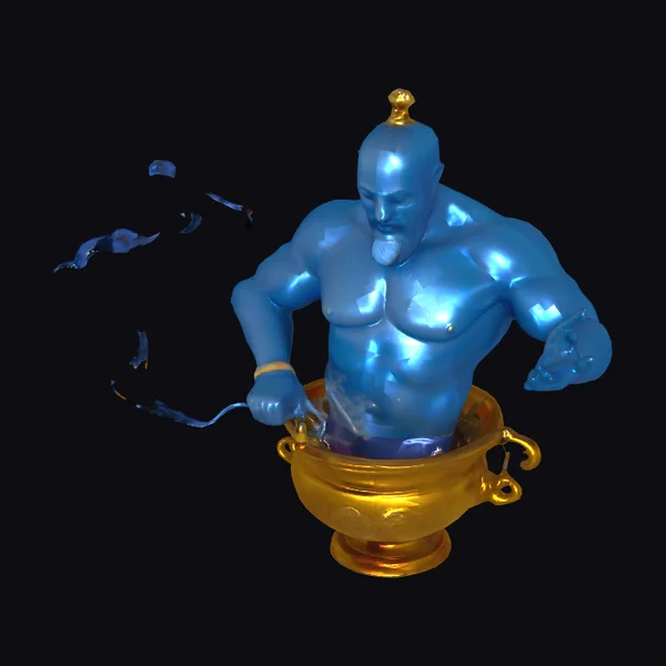 Emerging Genie from Lamp