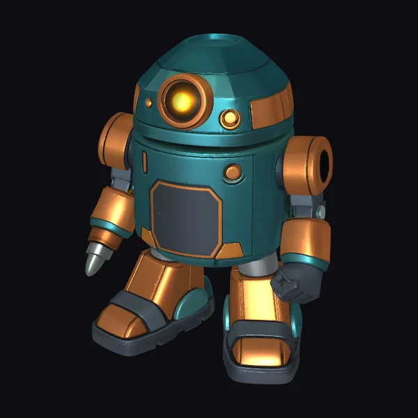 Teal Robot with Copper Accents