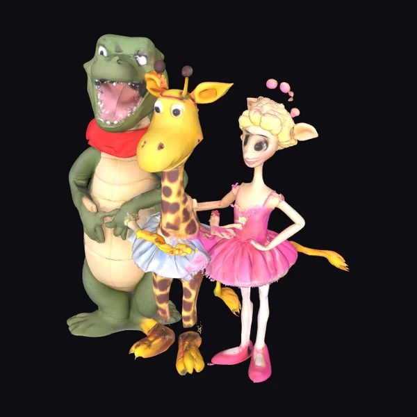 Crocodile Giraffe Ballerina Trio