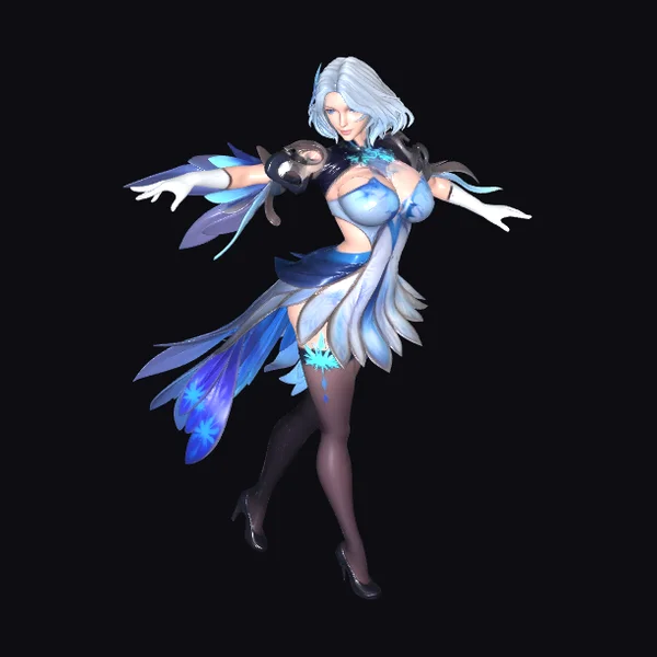 Blue Feathered Female Character