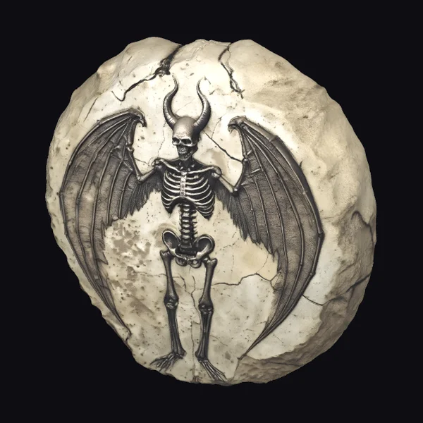 Winged Skeleton on Stone